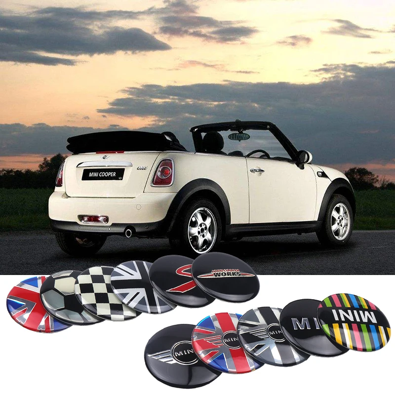 미니 쿠퍼 JCW WORKS R55 R56 F55 F56 R57 R58 R59 자동차 휠 타이어 허브 스티커 배지 장식 자동차 외부 액세서리 4개 52mm