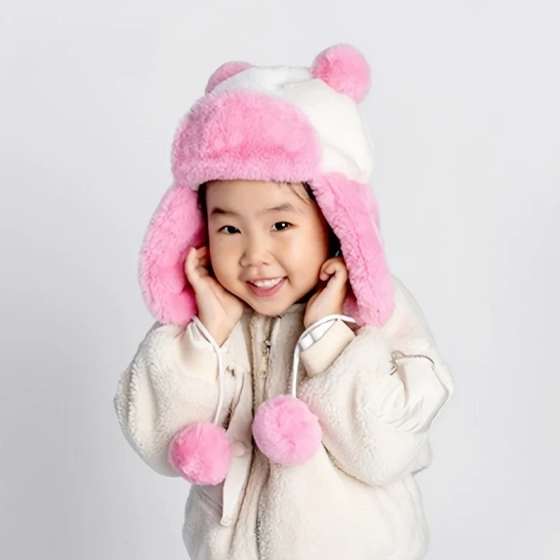 

New Children's Plush Hat Lei Feng Thermal Snow Cap Winter Hat Protecting Ears Hat Winter Hat