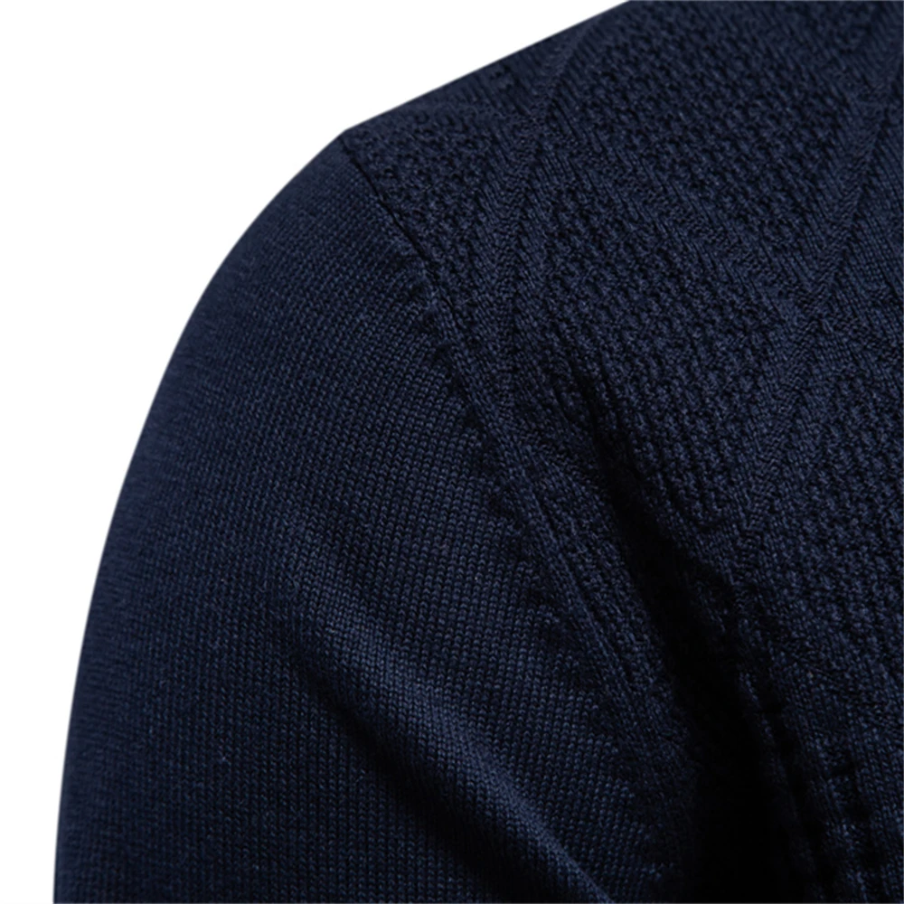 2023 New Autumn Cotton Polo Neck Sweaters for Men High Quality Pullover Knitted Sweater Men England Style Casual Social Pull Men 3