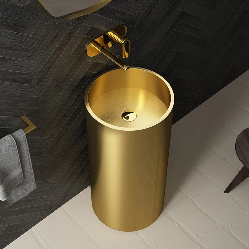 

B & B Column Washbasin Golden Affordable Luxury Style Integrated Wash Basin
