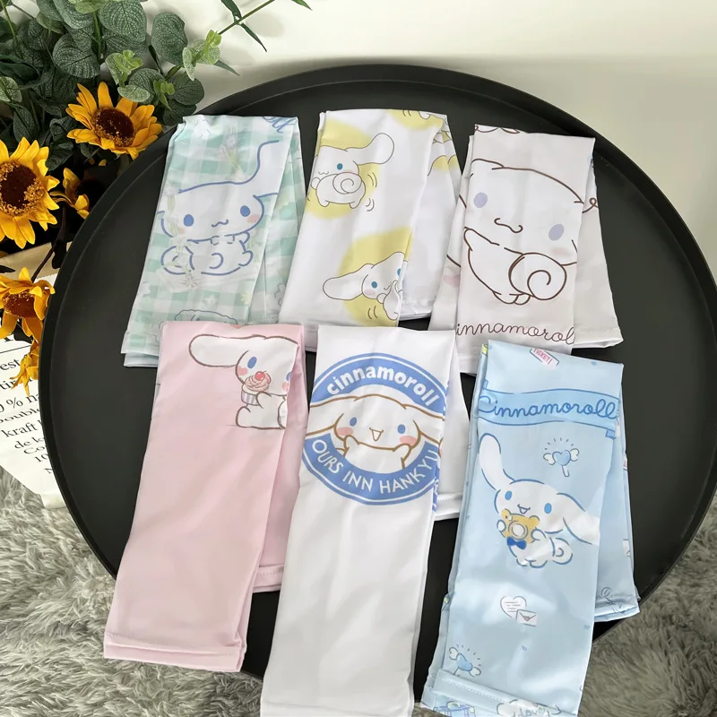 

Kawaii Sanrio Cinnamoroll Ice Silk Cartoon Cute Sunscreen Ice Sleeve Anti-Uv Arm Sleeves Outdoor Equipment Special Christmas Gif