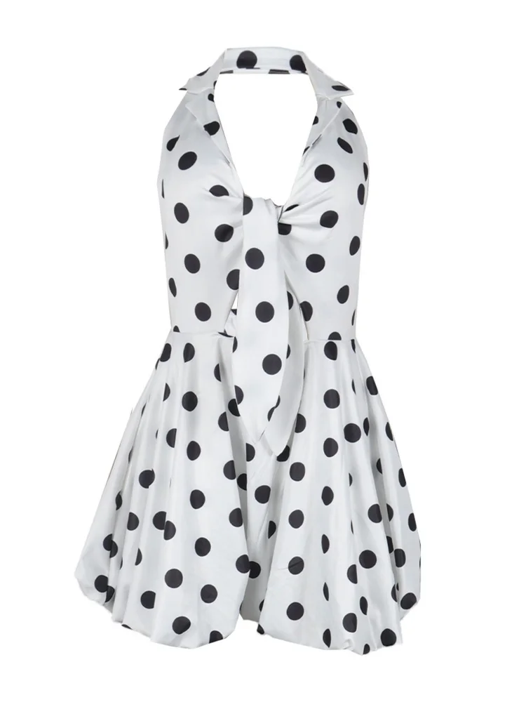 Wmstar Dress Women Wholesale Dot Print Bandage Sleeveless Elegant Sweet Hollow Out Mini Fashion Dresses Dropshopping