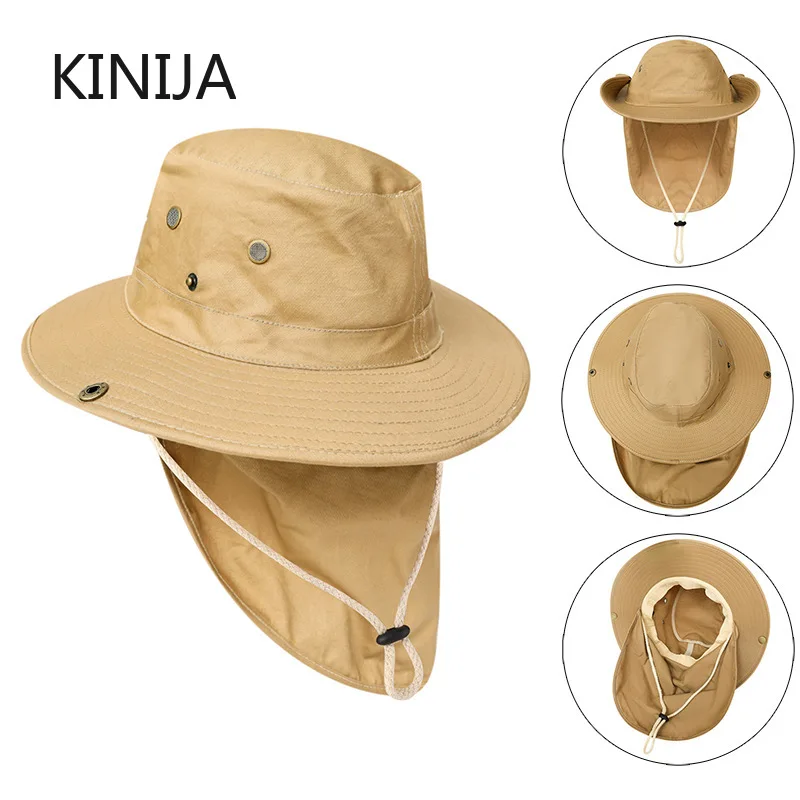 Men Summer Sunshade Hat Outdoor Fishing Hiking Safari Cap Women Breathable Sun Hat Neck Protection Visor SUMMER BUCKET HAT Gorro 2