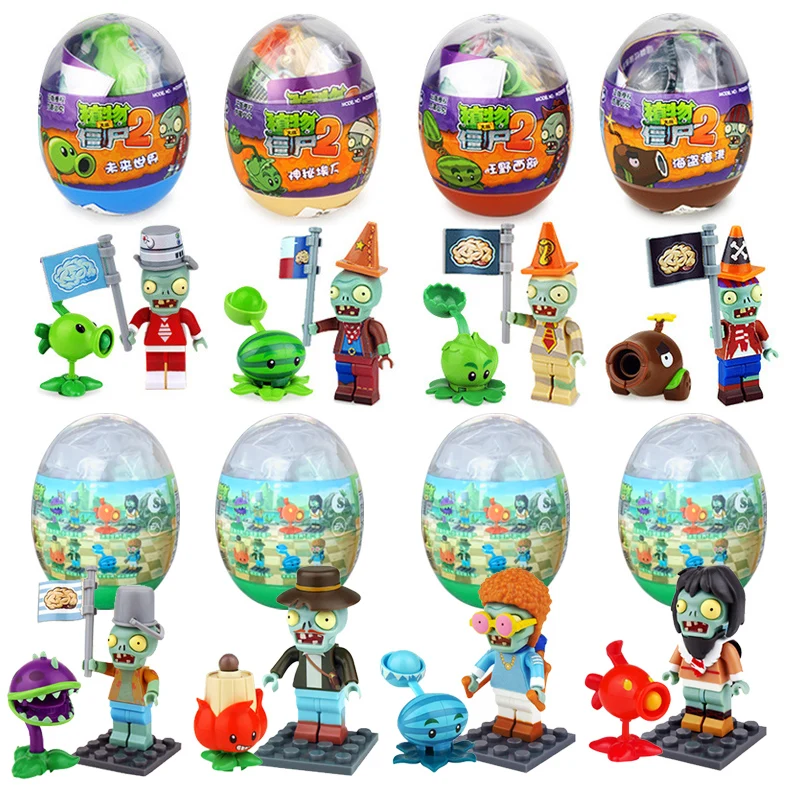 Plants Vs. Zombies Surprise Capsules Toys Kids Assembling Building Blocks Game Figure Model Dolls Random Send One Birthday Gifts