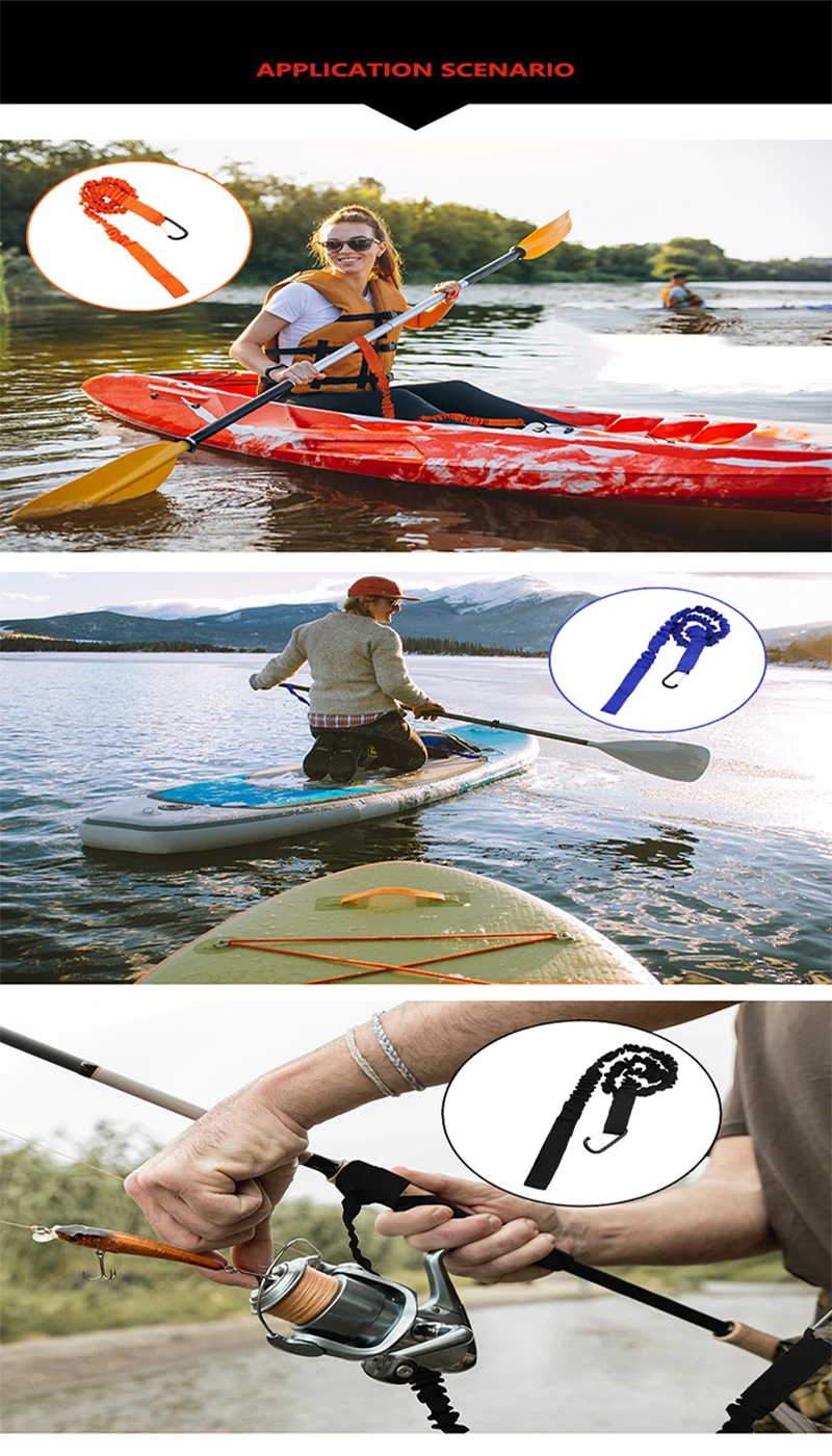 1PC Kayak Paddle Shaft Loss Prevention Cord SUP Paddle Safety Traction Stretch Line Water Kayak Boat Accessories Water Sports 6