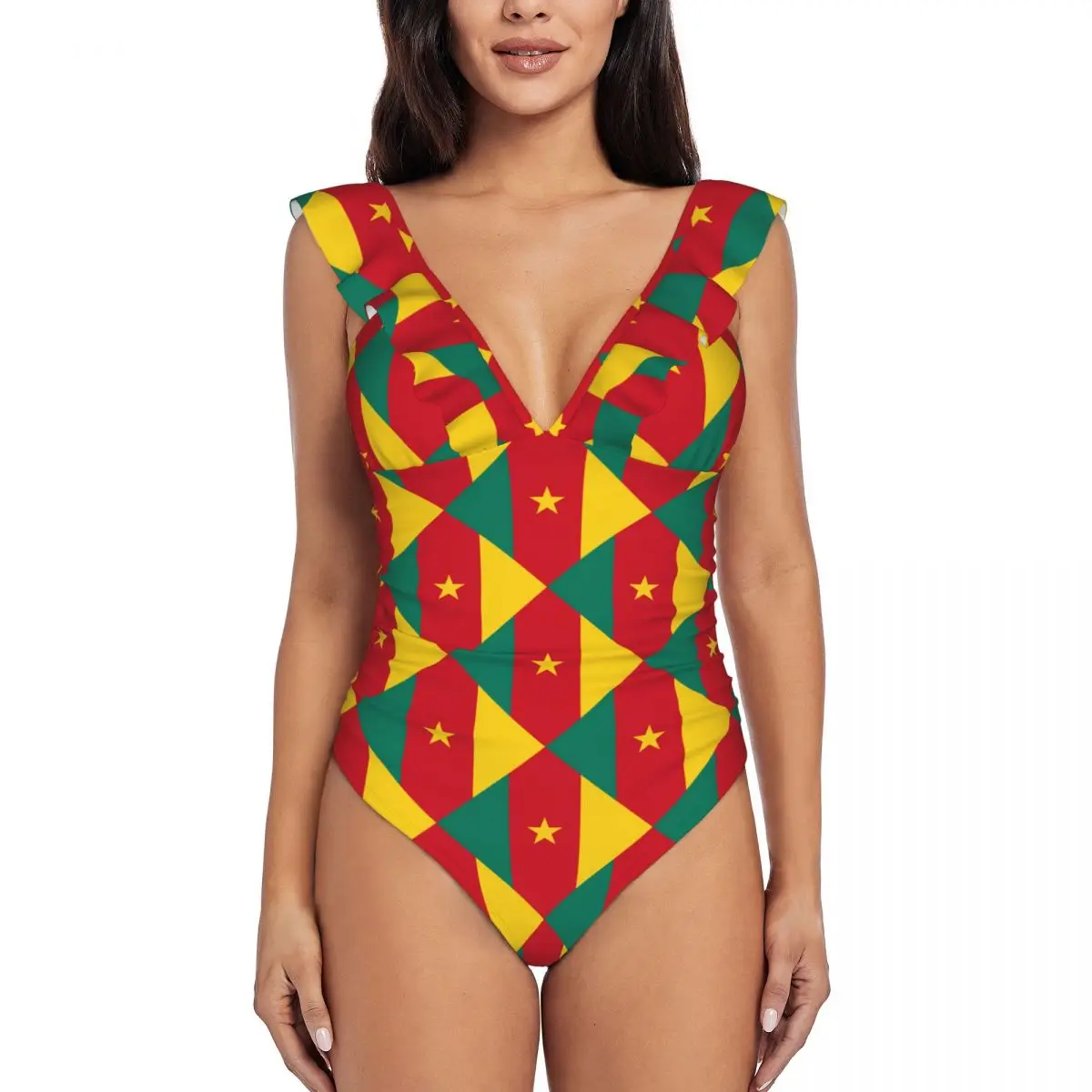 

2024 Women's Bodysuit Thong Cameroon Flag Swimsuits Girls