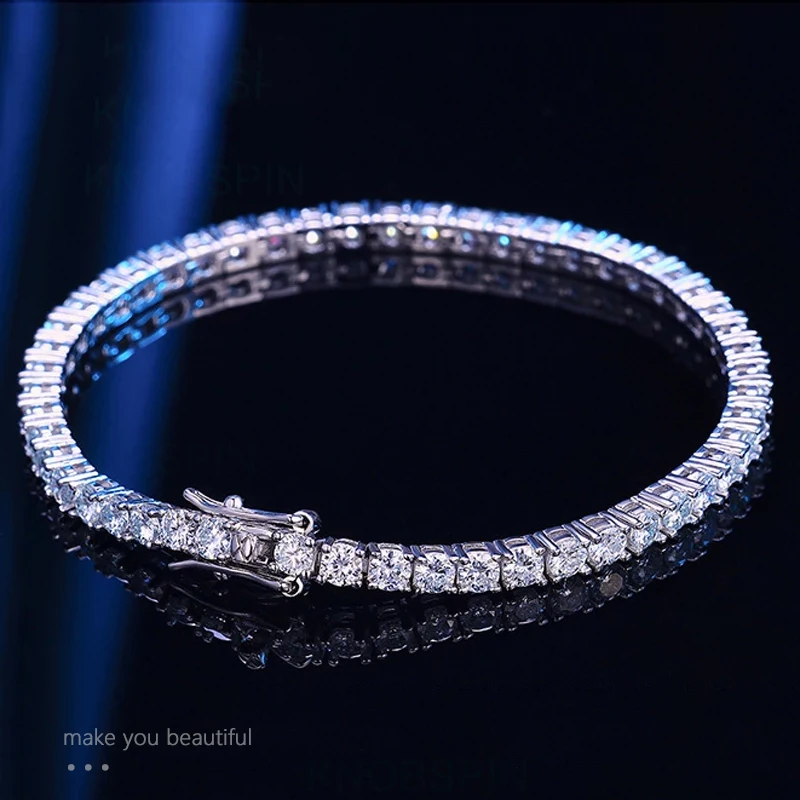

3mm 4mm 5mm Moissanite Tennis Bracelet Full Diamond GRA 925 Silver Plated 18k Wedding Party Jewelry Bracelets for Women Man