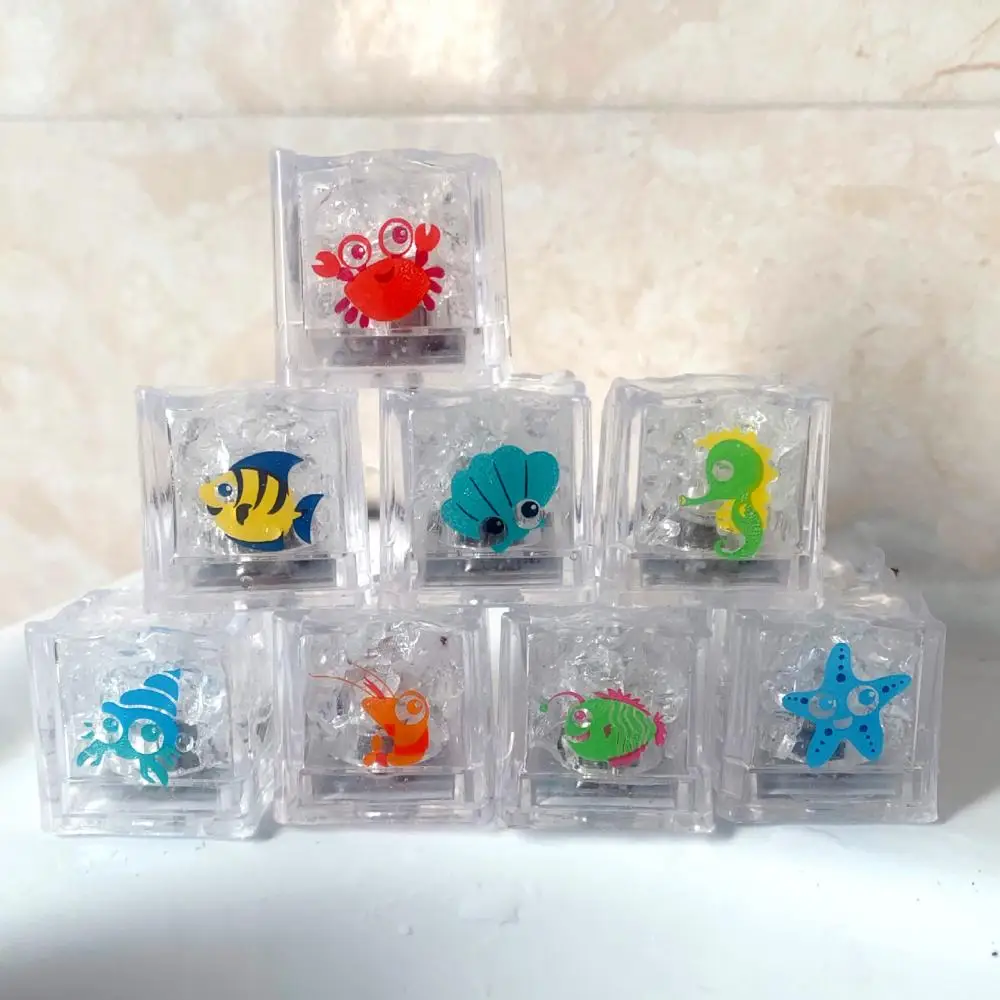 8Pcs Kids Bathing Luminous Ice Cubes Cute Animal Print Colorful LED Light Toys Children's Baby Bath Toys Floating 2