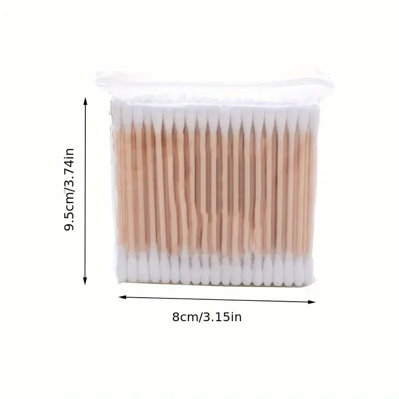 1000pcs Unscented Cotton Swabs, Double-Headed, Wooden Stick, Makeup Removal & Cleaning Ear Cotton Swabs 2