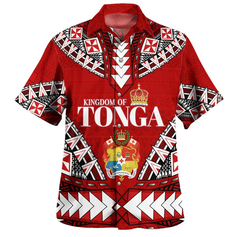 3D Printing The Kingdom Of Tonga National Flag Shirts Men Emblem Coat Arm Graphic Short Harajuku Clothing