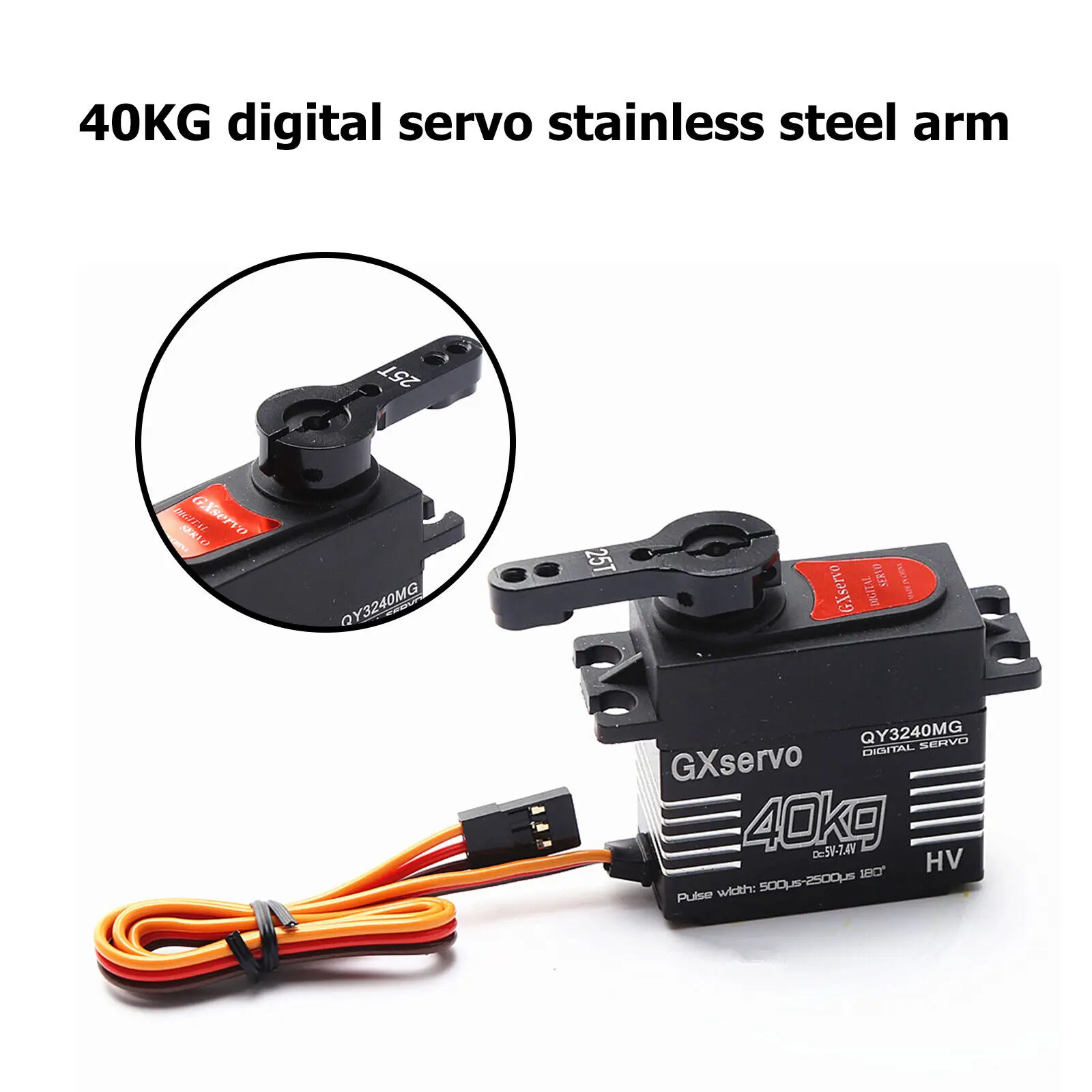 

Wear-resistant 40KG Digital Servo Metal Gear High Speed Large Torque 25T Arm For 1/8 1/10 Scale RC Crawler Cars Accessories