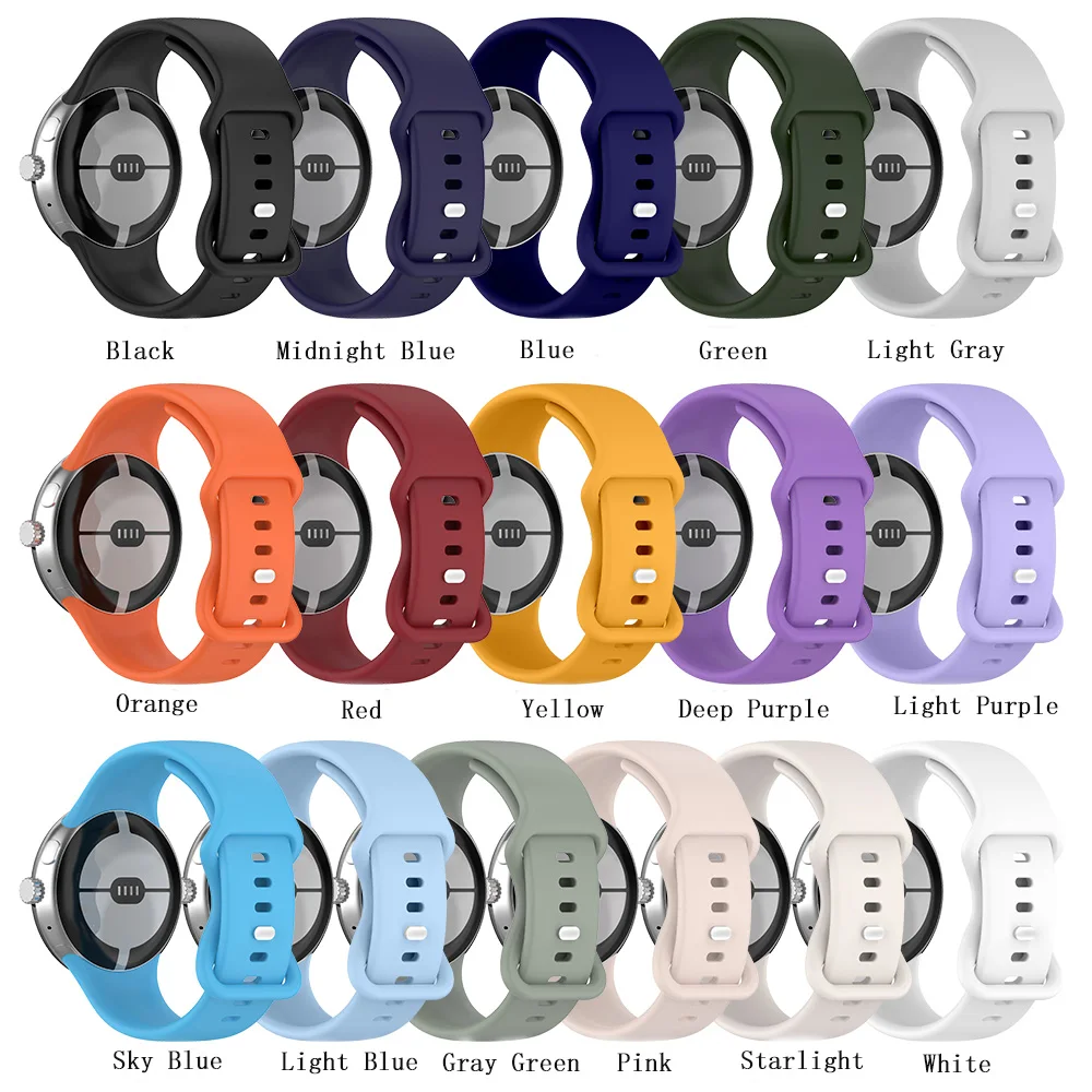 Women's Light Purple & Green Silicone Smart Watch Strap with Metal Button Closure - Gray Green and Yellow Design
