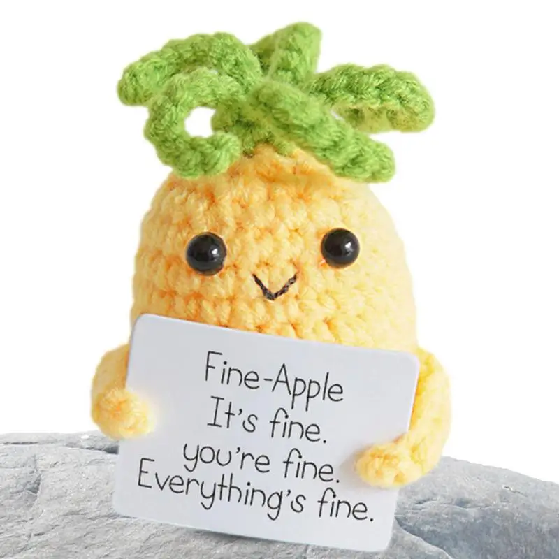 

Позитивные куклы, Вдохновляющие вязаные фигурки, забавная кукла с карточкой, настольные украшения для журнального столика, обеденного стола, приборной панели