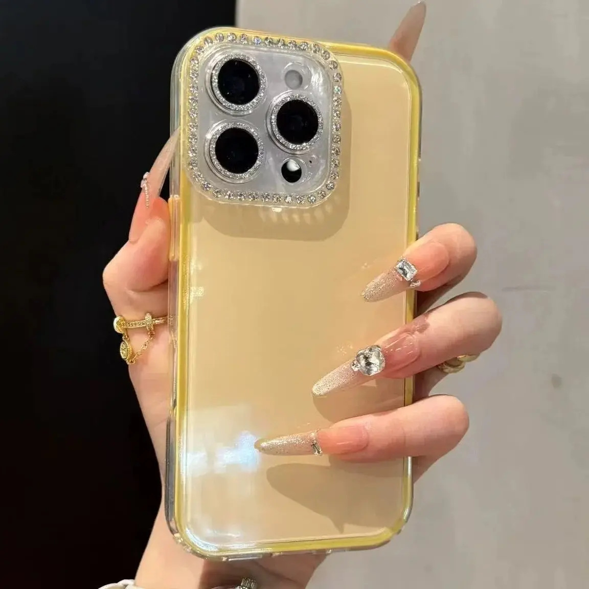 Shiny Diamond Camera Lens Candy Color Phone Case - Shockproof Protection