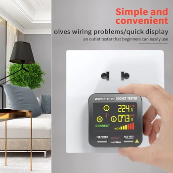 ZOYI Digital Smart Socket Tester Voltage Test Socket Detector US UK EU Plug Ground Zero