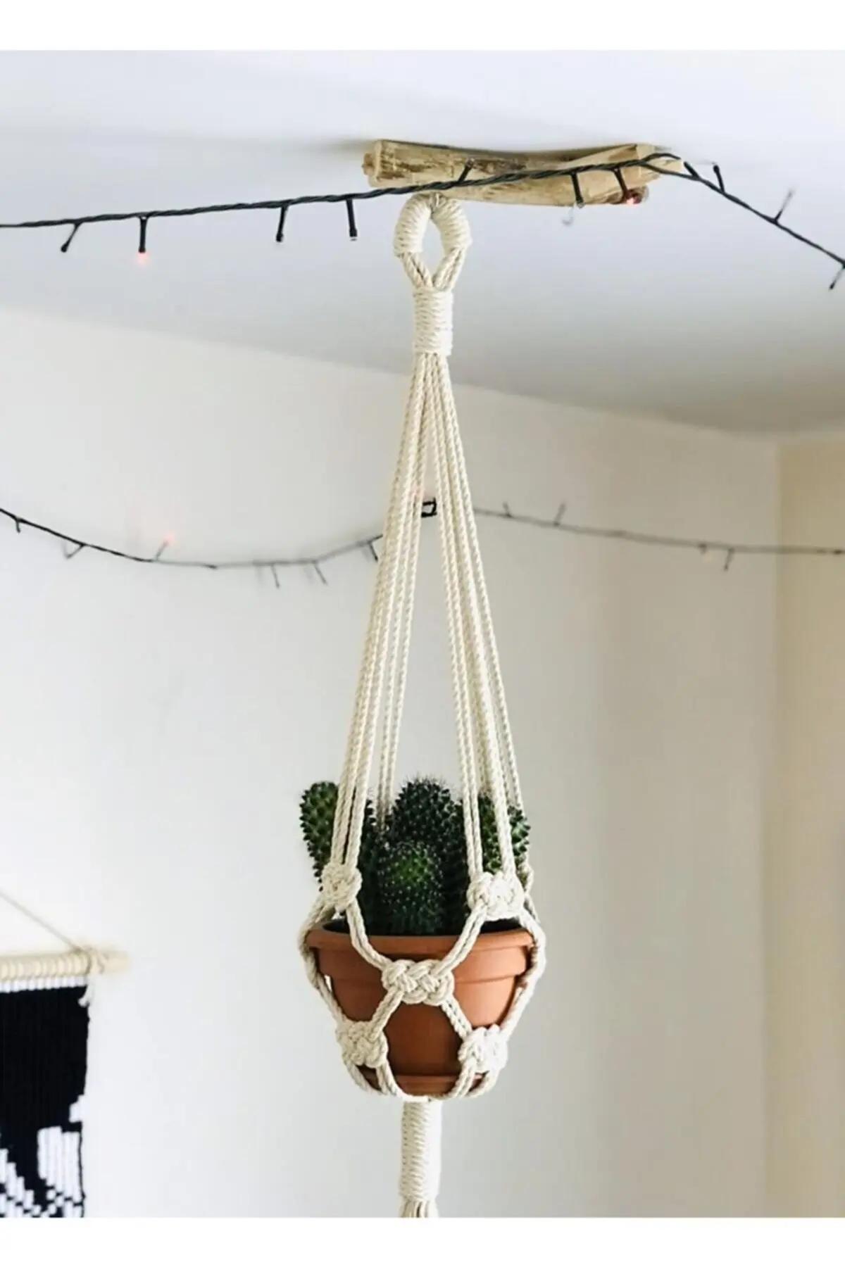 Donna Riutilizzare Preneur Artigianale Decorativo Macrame Wall Art Flower Rack String Hanging Basket Vaso Di Fiori Consegna Veloce