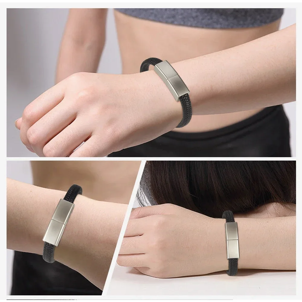 USB Flash Drive Flash Drive Bracelet USB Flash Drive 64GB 32GB 16GB 8GB Black Wristband Pen Drive Creative Gifts Memory Stick Water Proof External Storage