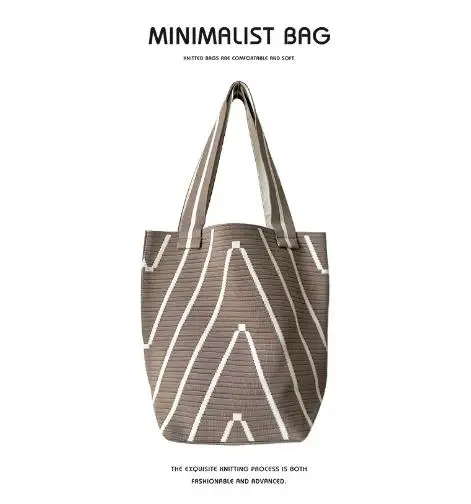 new Korean style niche design corrugated double-sided knitted single shoulder large capacity casual versatile bucket bag
