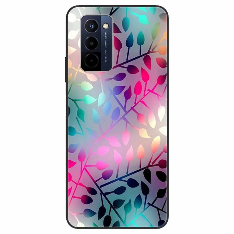 Stylish Black TPU Soft Silicone Bumper Case with Cartoon Flowers and Animals Design