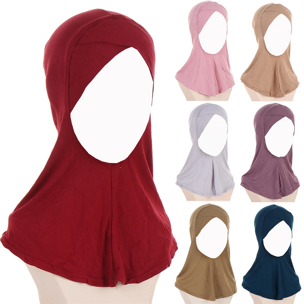 

Muslim Women Hijab With Cap Bonnet Instant Cross Neck Hijabs Islamic Shawl Head Scarf Solid Underscarf Caps Cover Headwrap