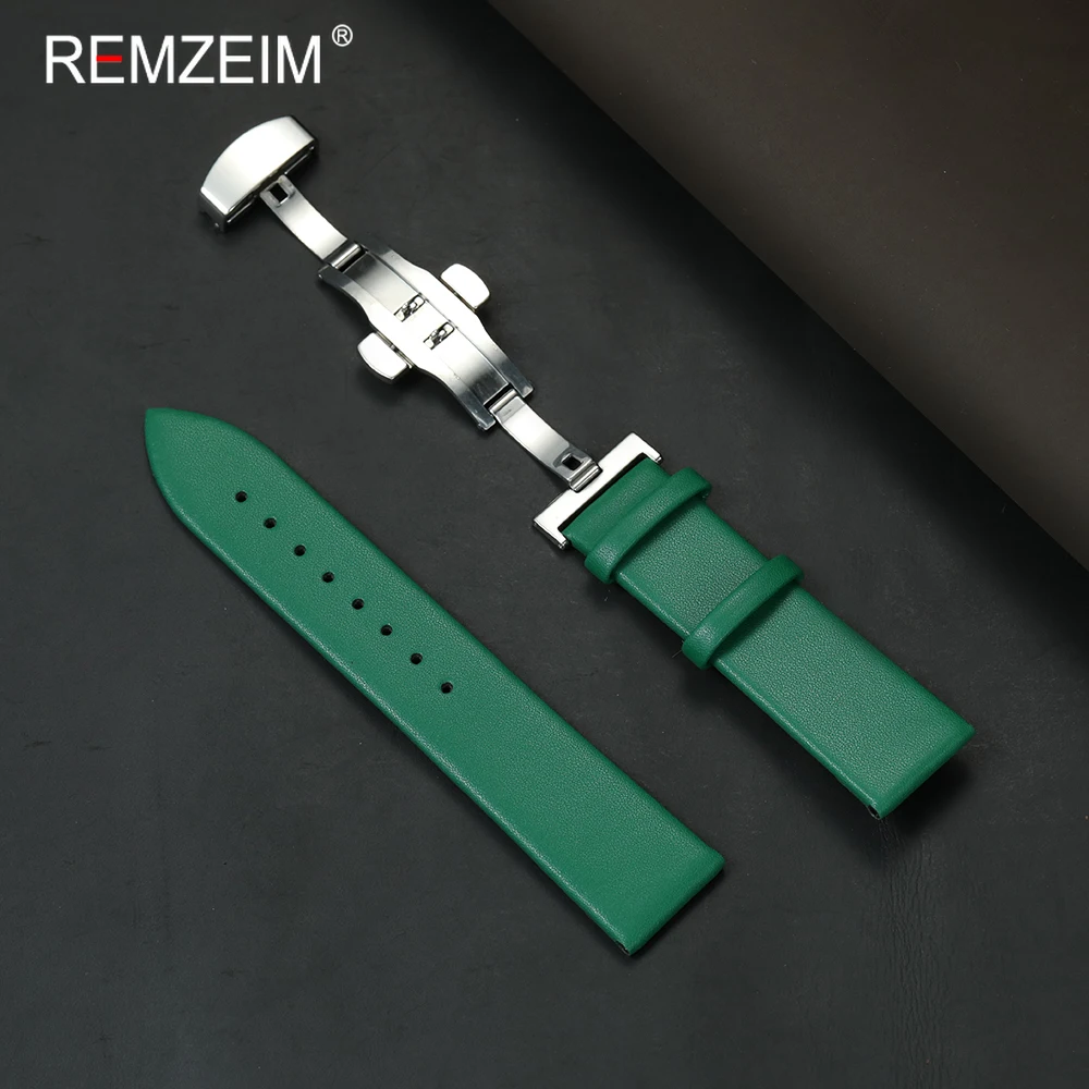 Elegant Slim Watch Strap with Butterfly Buckle - Comfortable Faux Leather Band for Women