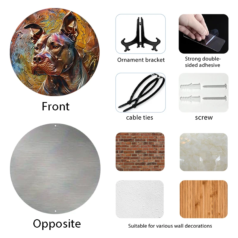 Custom Blue Nose Pitbull Pet Ornaments Circular Aluminum