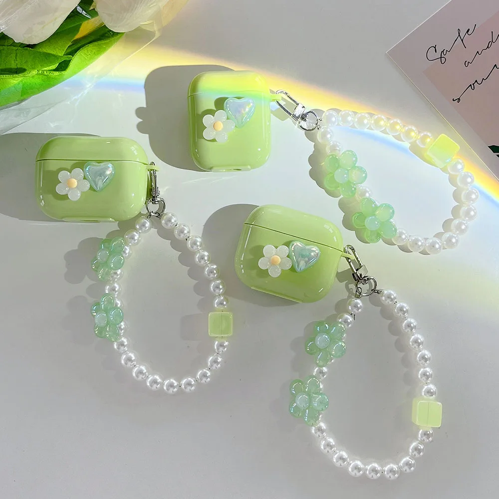 Avocado Green Case for Apple AirPods 2 3 4 Love Heart Flower