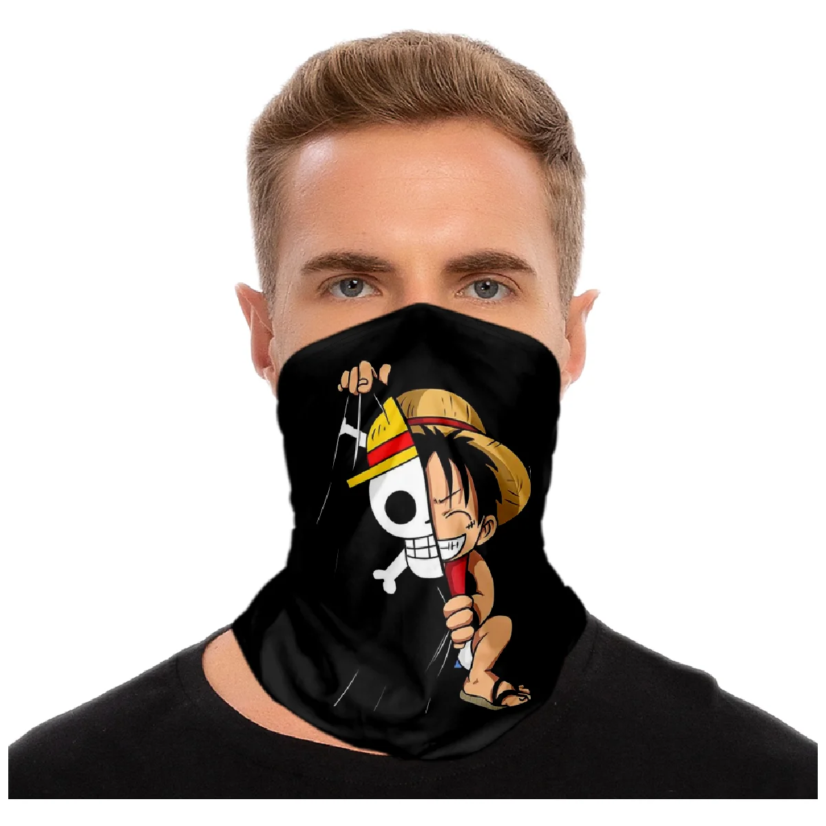 

One Pieces Anime Figures Luffy Bandana Neck Warmer Women Men Winter Hiking Ski Scarf Gaiter Straw Hat Pirates Face Cover Gifts