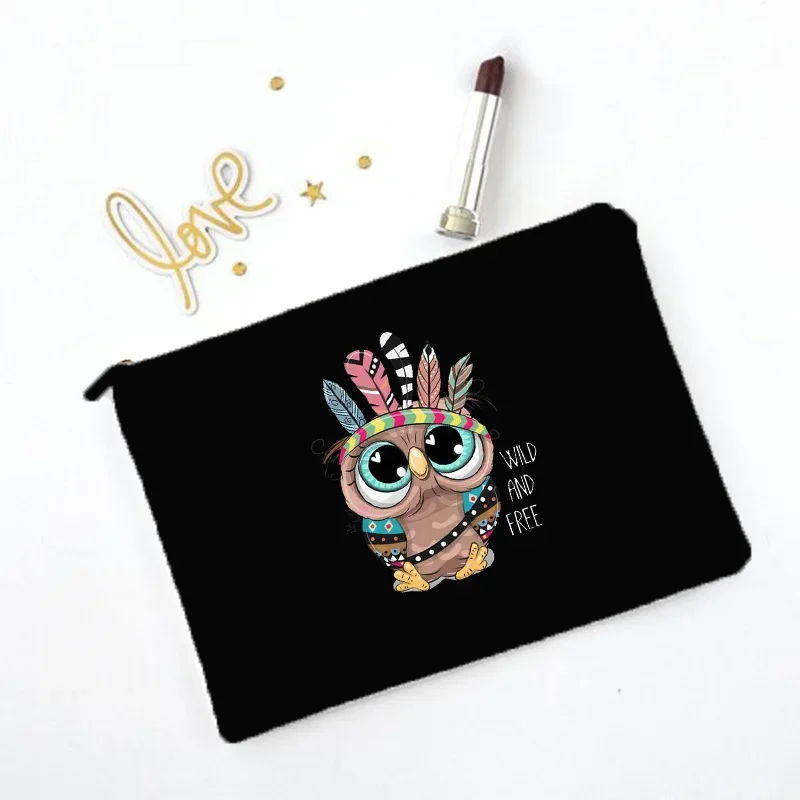 Cartoon Owl Print Print Makeup Bag Travel Neceser Toiletry Organizer Pouch Female Canvas Zipper Cosmetic Bags Best Gift 3