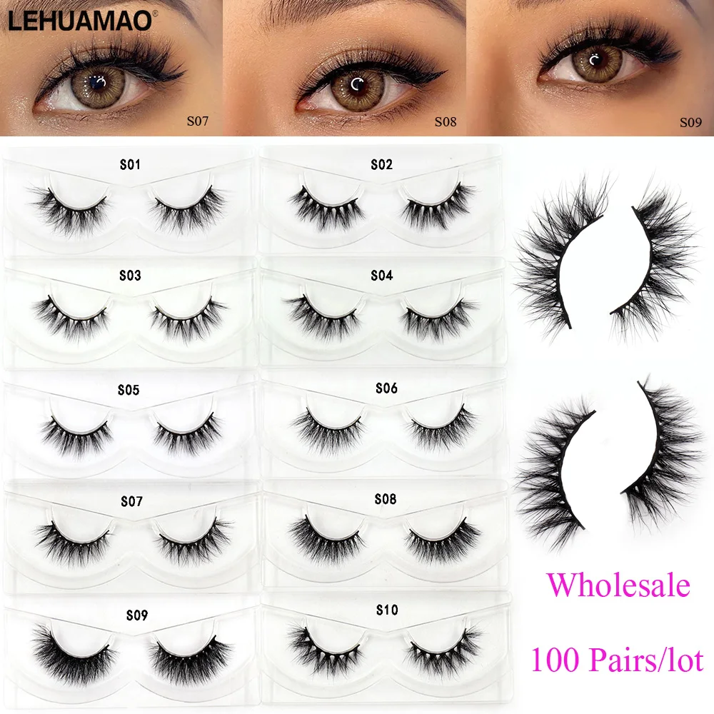 LEHUAMAO10/100Pairs Mink Lashes Wholesale soft Fluffy Short False Eyelashes natural Eyelashes extension makeup Bulk S51