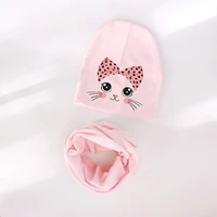 1 Set spring Autumn cartoon animal kitty kitten cat Baby Hat Girl Boy Beanie Cap Children Hat Toddler Kids Hat Scarf Collars 4