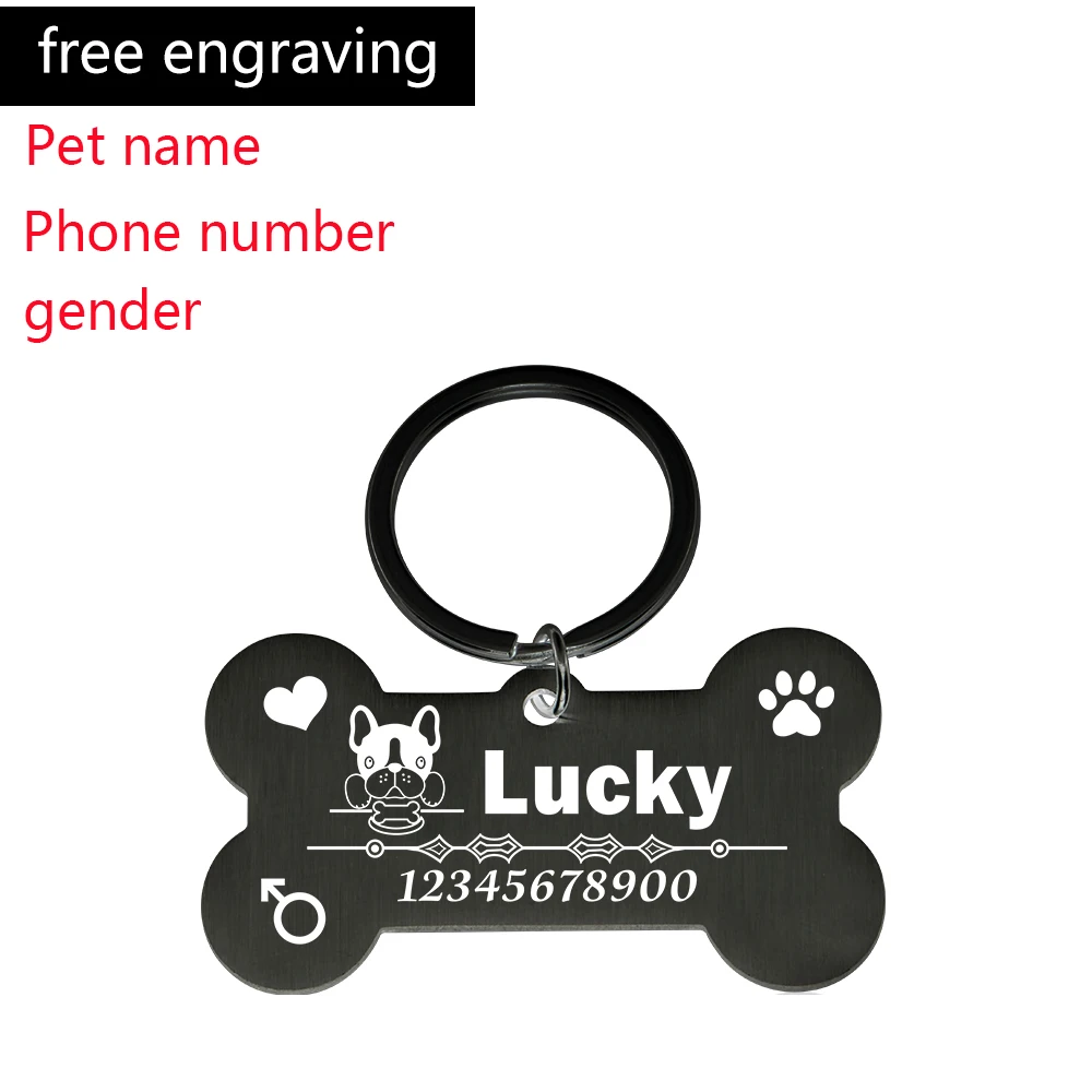 Free Engraving Dog ID Tags Personalized Pet Name Tel Gender Anti-lost Nameplate Pendant Customized Dogs Pets Collar Accessories 