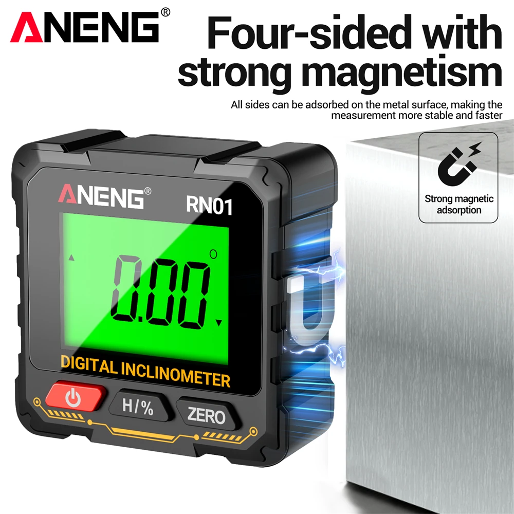 ANENG RN01 스마트 디지털 각도계 전자 레벨 도구 ? 360 ° 경사/각도/경사각 측정기 백라이트 각도기