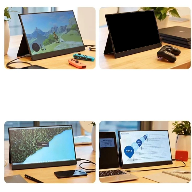 ޴  Ǯ HD 1080P USB CŸ ǻ ÷, IPS  ɾ ũ, HDMI CŸ Ŀ , 15.6 ġ