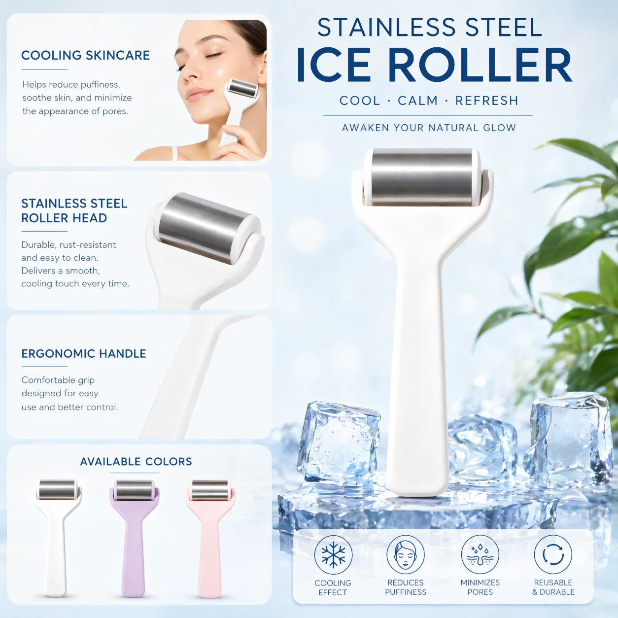 Revitalizing Ice Roller for Skin Rejuvenation and Anti-Aging Therapy
