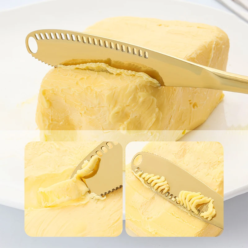 2024 New 3 in 1 Stainless Steel Butter Knife Cheese Dessert Jam Spreaders Cream Scraper Bread Splitter Butter Spreader