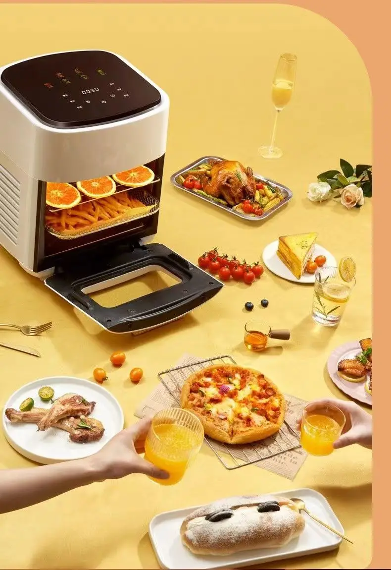 Coodie Bear Electric Oven 110V Large Capacity Oil Free Electric Oven Integrated Visual Transparent Intelligent Air Fry