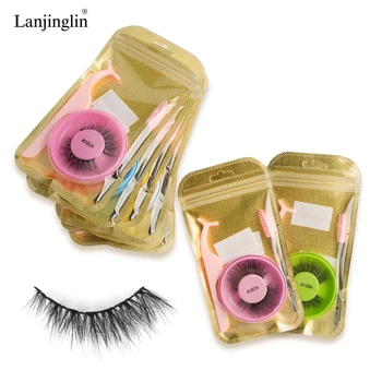 4/50Bag False Eyelashes Set Natural Long Thick Reusable 3D Fake Lashes with brushes and Tweezer Makeup Tool Faux Cils Maquiagem