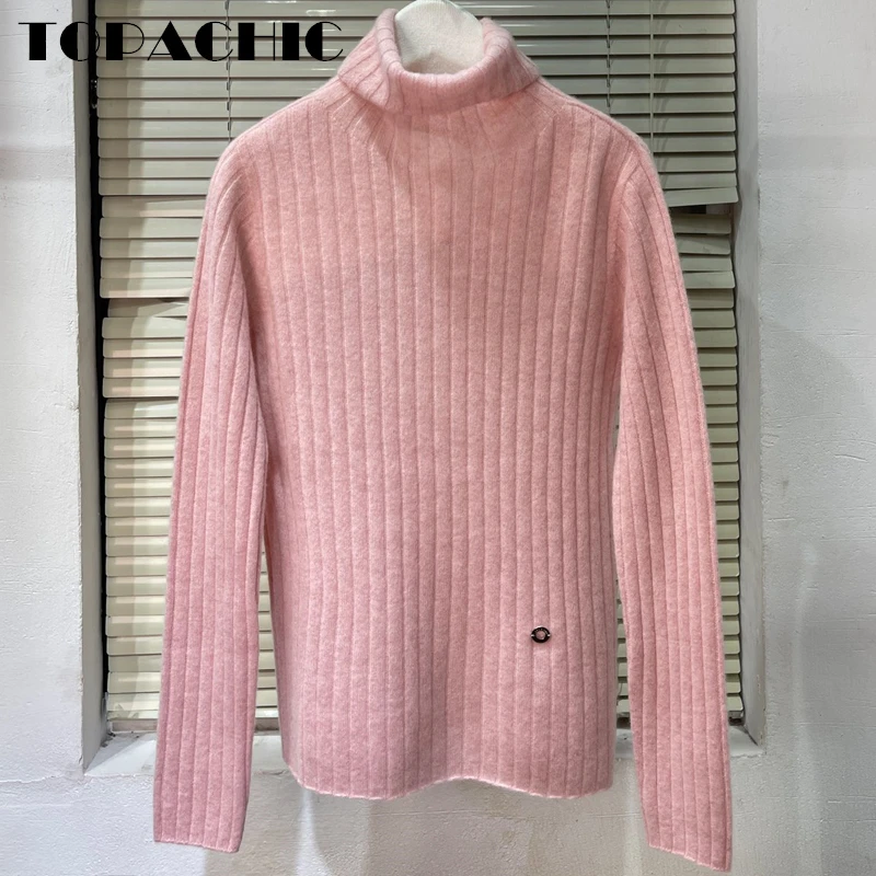 

11.23 TOPACHIC Women's Turtleneck 100% Cashmere Sweater Long Sleeve Basics Comfortable Keep Warm Knitted Pullover