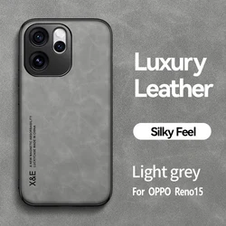Premium PU Leather Magnetic Back Phone Case with Metal Plate - Elegant Protection for OPPO Reno 15 Pro (GRAY)