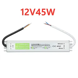 Waterproof Outdoor LED Driver, 12V/24V Power Supply, 10W - 500W Transformer, IP67 Rated (12V 45W)