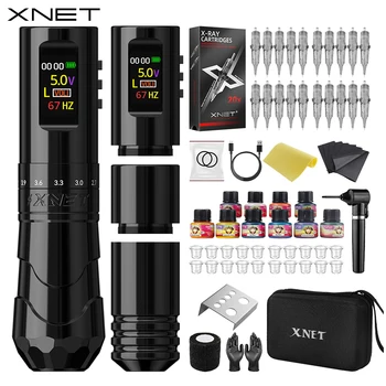 Kit penna per tatuaggi wireless XNET Void con agitatore d'inchiostro, 7 lunghezze di corsa regolabili, display OLED, accessori per tatuatori
