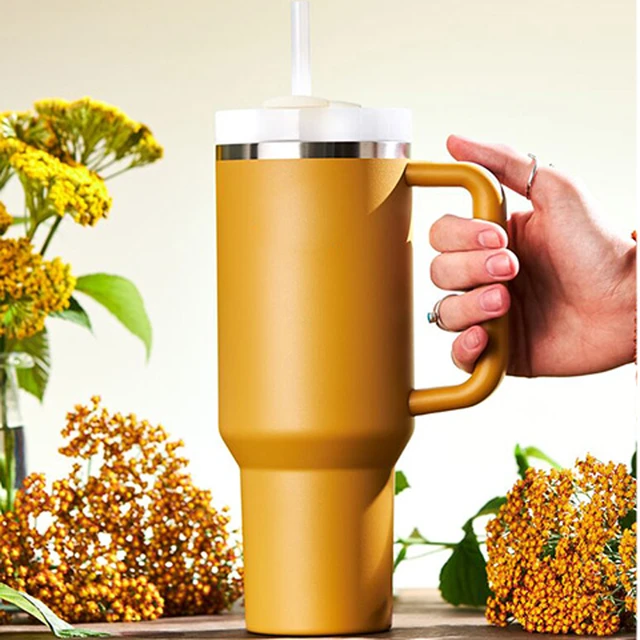 40oz Tumbler With Handle And Straw Lid Stainless Steel Vacuum Insulated  Travel Mug Double Wall Thermal Iced Coffee Cup Outdoor - Mugs - AliExpress