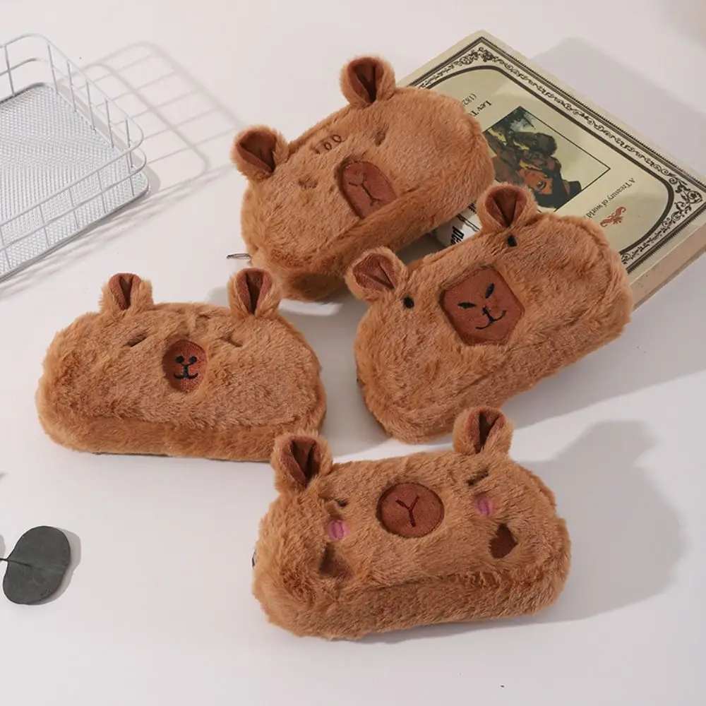 

Cute Capybara Plush Pencil Case Cosmetic Bag Guinea Pig Pen Pouch Large Capacity Pencil Bag School Supplies Stationery Box