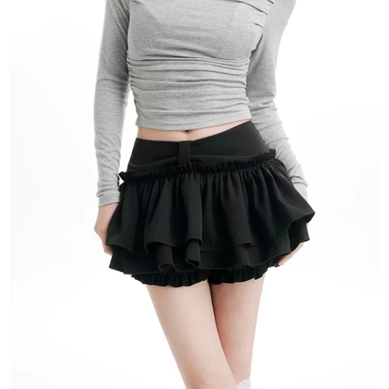 Deeptown Sweet White Kawaii Mini Skirt Ruffle Women Elegant Solid A-line Short Skirts Cutecore Casual Skirt Korean Style Summer