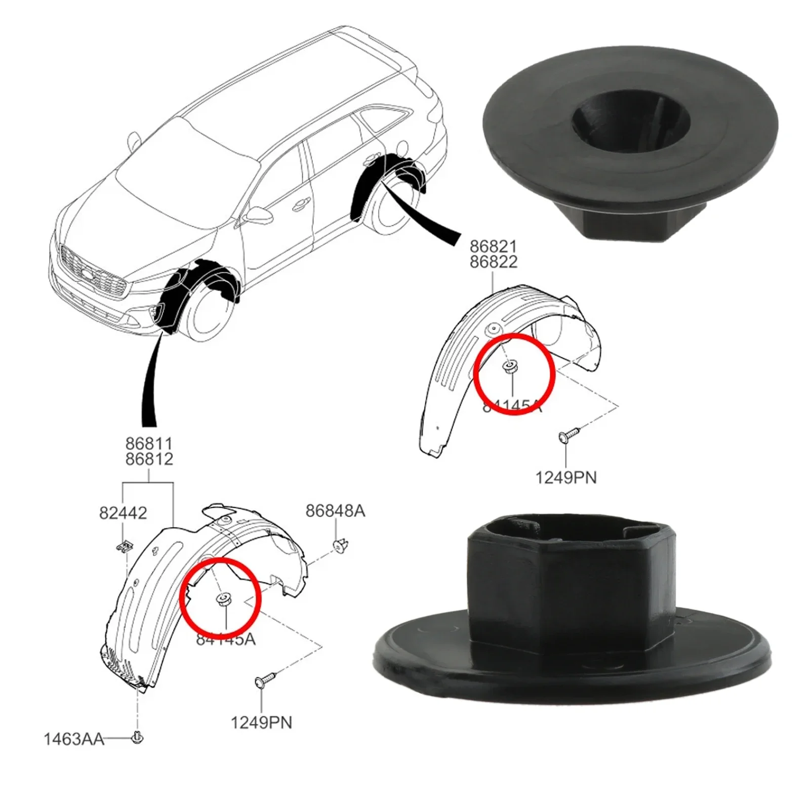 10pcsAutoCarFenderLinerMudGuardNut8414526000FitforKia