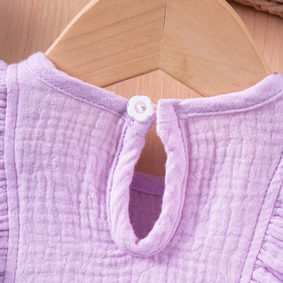 Summer Young Girls Vest Baby Solid Colour Small Fly Sleeve Top Casual Round Neck Breathable Sweet Three Colours To Choose From 5