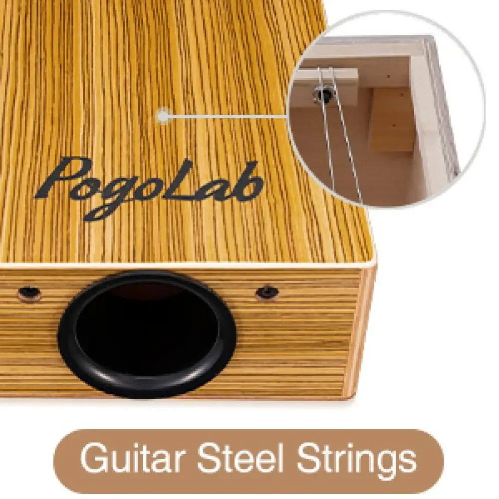 Tone Thick Wooden Cajon with Guitar Compact Miniature Percussion Instrument with Strap & Storage Bag Musical Hand Drum