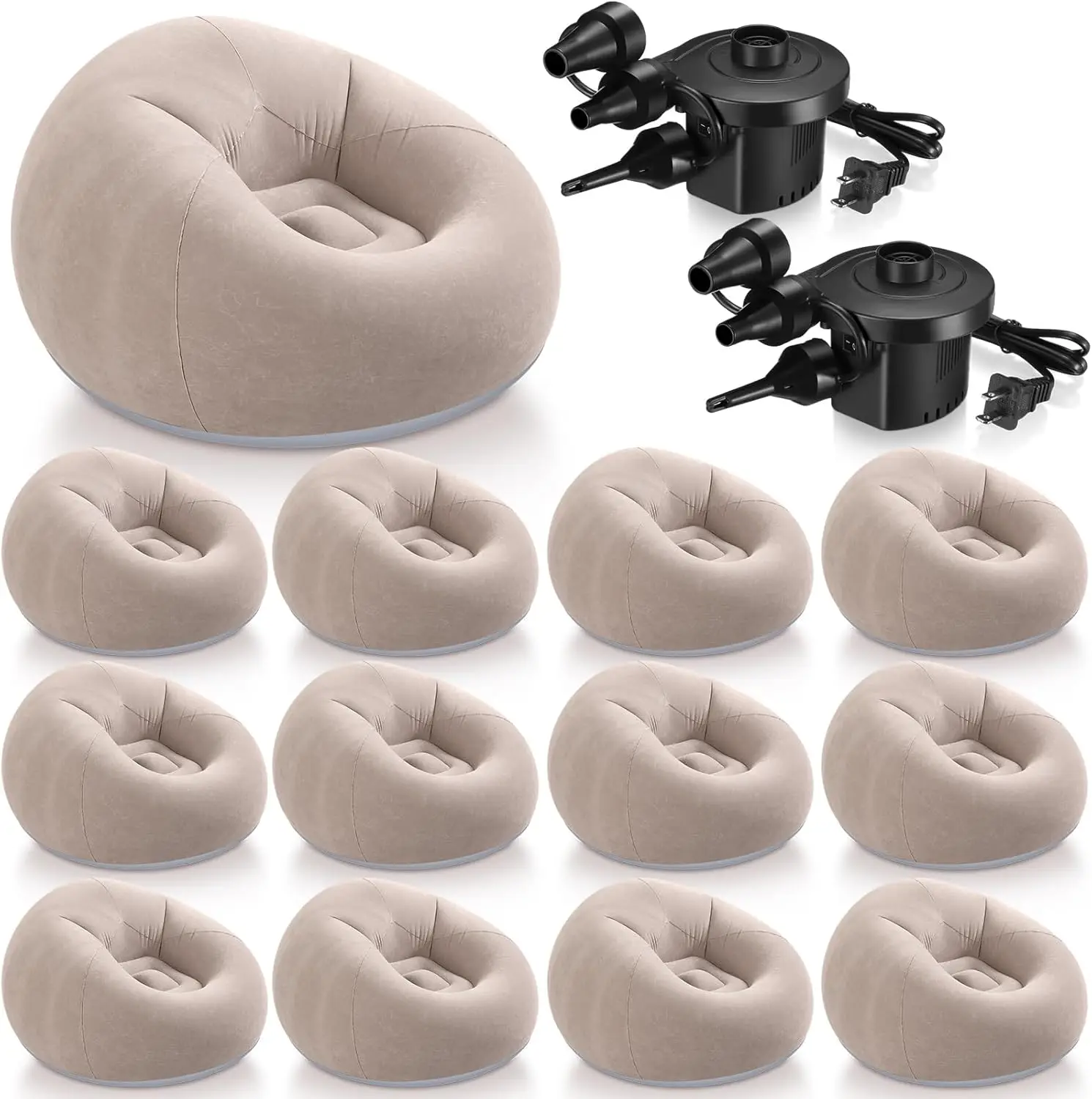 12 Pcs Bean Bag Chairs for Adults Inflatable Chairs with Electric Air Pump,Blow up Couch Folding Portable Inflatable Couch
