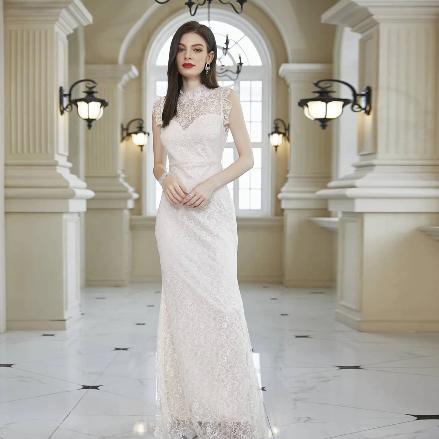 2023 Elegant Lace Wedding Illusion Bodice Vestido De Noiva Sleeveless Slit Backless Slim Bridal Gowns